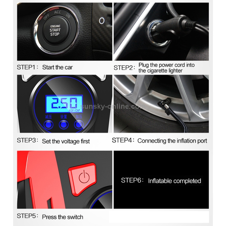 RUNDONG AUTO ACCESSORIES 12V Portable Car Electric Tire Pump Air Pump Tire  Inflator, Digital Display Version(Silver)