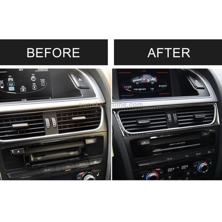 Auto Carbon Fiber Klimaanlage Luftauslassrahmen Dekorativer Aufkleber für  Audi A4 B8 2009-2016 / A5 2008-2017 / Q5 2009-2017, Linksantrieb
