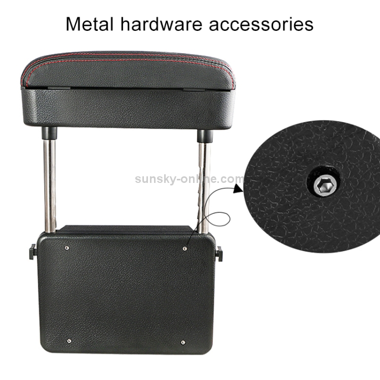2 PCS Universal Car Wireless Qi Cargador estándar PU Cuero envuelto Reposabrazos Caja Cojín Coche Reposabrazos Caja Alfombrilla con caja de almacenamiento (Negro) - 3