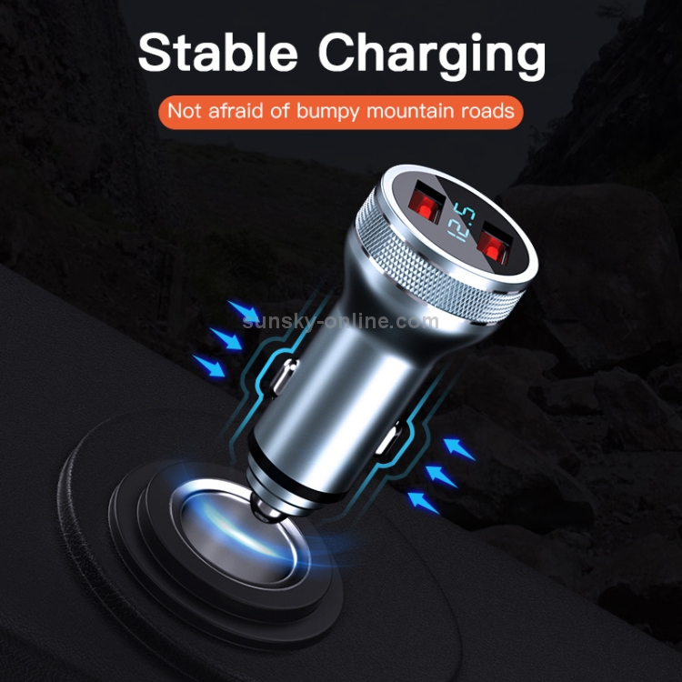 KUULAA KL-O119 36W QC3.0 USB + PD USB-C / Type-C Interface Aluminum Alloy Car Charger with Digital Display