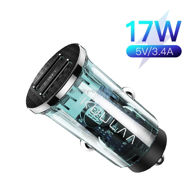 KUULAA KL-CD09 17W 5V 3.4A Dual USB Ports Transparent Mini Car Charger(Blue) KUULAA KL-CD09 17W 5V 3.4A Dual USB Ports Transparent Mini Car Charger(Blue)