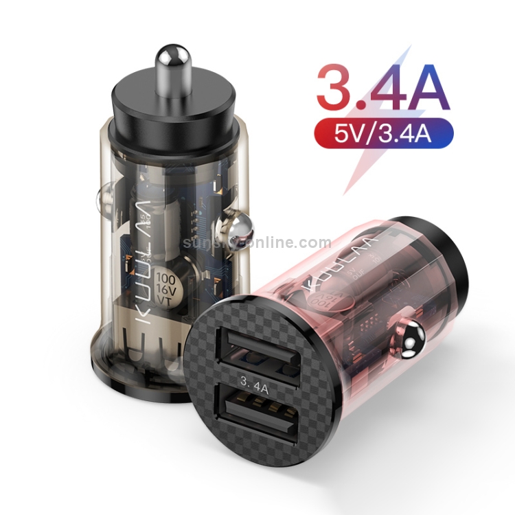 KUULAA KL-CD09 17W 5V 3.4A Dual USB Ports Transparent Mini Car Charger(Blue) KUULAA KL-CD09 17W 5V 3.4A Dual USB Ports Transparent Mini Car Charger(Blue)