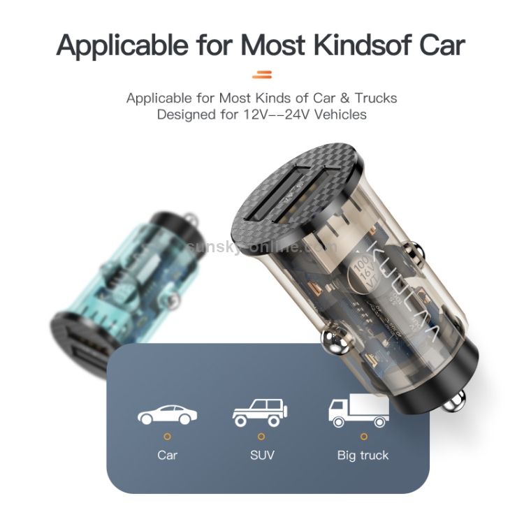 KUULAA KL-CD09 17W 5V 3.4A Dual USB Ports Transparent Mini Car Charger(Blue) KUULAA KL-CD09 17W 5V 3.4A Dual USB Ports Transparent Mini Car Charger(Blue)