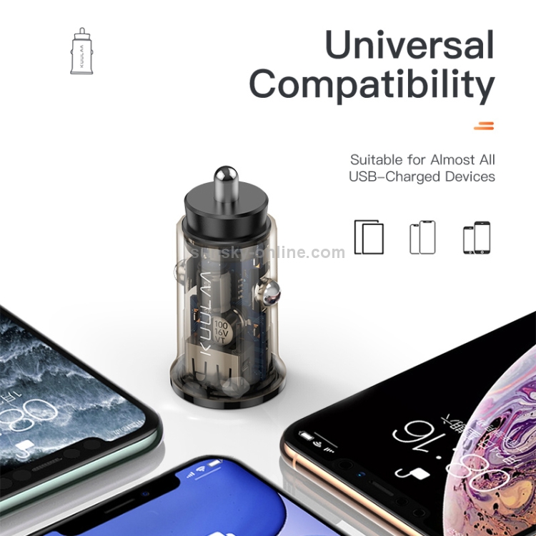 KUULAA KL-CD09 17W 5V 3.4A Dual USB Ports Transparent Mini Car Charger(Blue) KUULAA KL-CD09 17W 5V 3.4A Dual USB Ports Transparent Mini Car Charger(Blue)