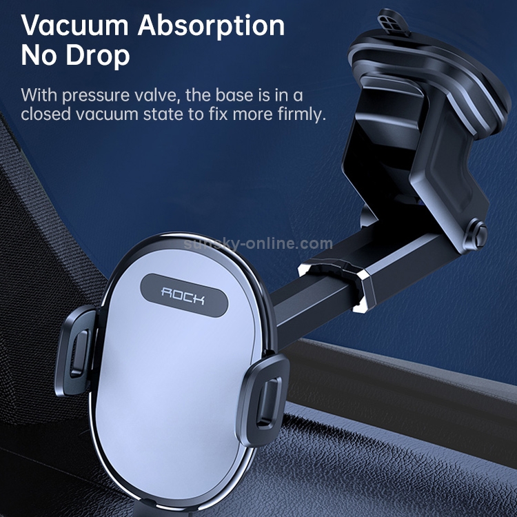 ROCK SPACE RAM0009 Suction Cup Retractable Rotating Mechanical Car Holder, Suitable for Phones within 66-102mm Width ROCK SPACE RAM0009 Suction Cup Retractable Rotating Mechanical Car Holder, Suitable for Phones within 66-102mm Width
