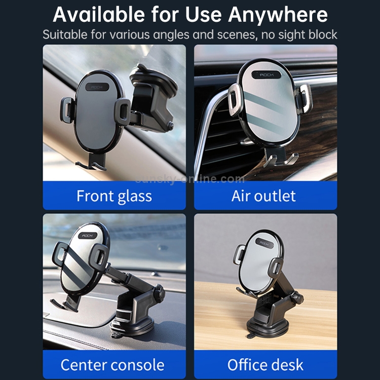 ROCK SPACE RAM0009 Suction Cup Retractable Rotating Mechanical Car Holder, Suitable for Phones within 66-102mm Width ROCK SPACE RAM0009 Suction Cup Retractable Rotating Mechanical Car Holder, Suitable for Phones within 66-102mm Width