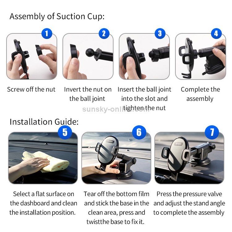 ROCK SPACE RAM0009 Suction Cup Retractable Rotating Mechanical Car Holder, Suitable for Phones within 66-102mm Width ROCK SPACE RAM0009 Suction Cup Retractable Rotating Mechanical Car Holder, Suitable for Phones within 66-102mm Width