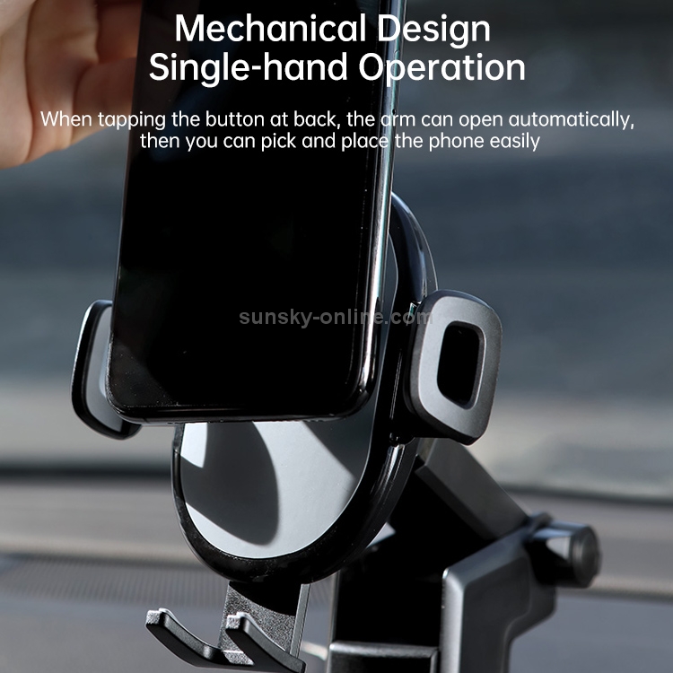 ROCK SPACE RAM0009 Suction Cup Retractable Rotating Mechanical Car Holder, Suitable for Phones within 66-102mm Width ROCK SPACE RAM0009 Suction Cup Retractable Rotating Mechanical Car Holder, Suitable for Phones within 66-102mm Width