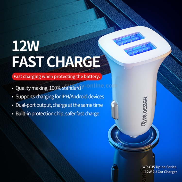 WK WP-C35 12W PC Dual USB Car Charger WK WP-C35 12W PC Dual USB Car Charger