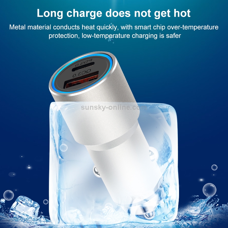 ACC-198 PD 20W + QC3.0 38W Dual Ports Metal Car Charger (Black) ACC-198 PD 20W + QC3.0 38W Dual Ports Metal Car Charger (Black)