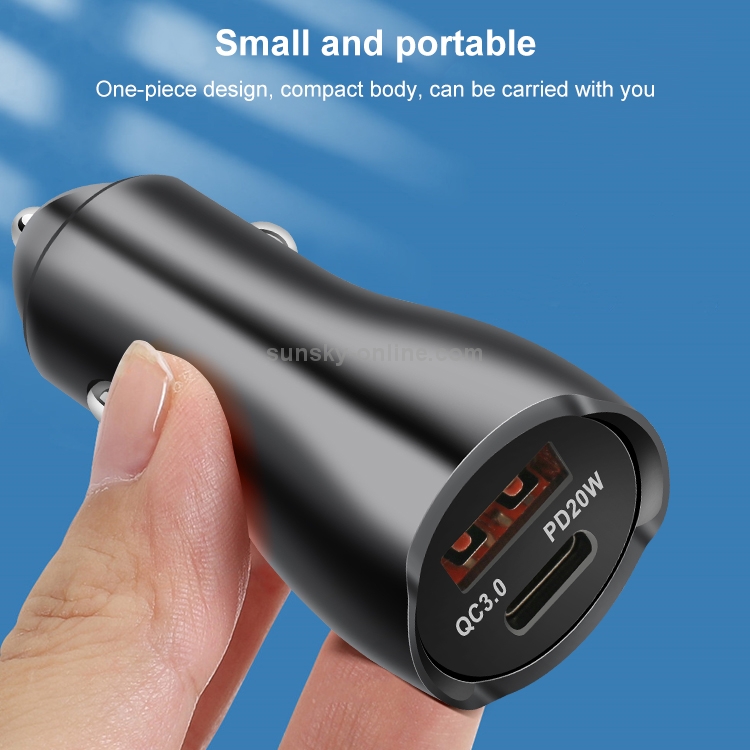 ACC-228 PD 20W + QC3.0 38W Dual Ports Metal Car Charger (Silver) ACC-228 PD 20W + QC3.0 38W Dual Ports Metal Car Charger (Silver)