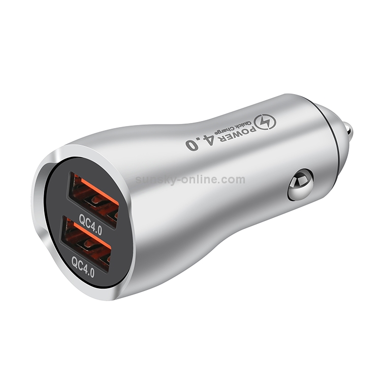 ACC-228 QC4.0 + QC4.0 45W Dual USB Metal Car Charger (Silver) ACC-228 QC4.0 + QC4.0 45W Dual USB Metal Car Charger (Silver)