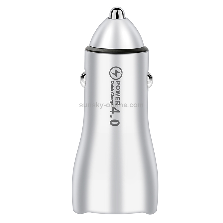ACC-228 QC4.0 + QC4.0 45W Dual USB Metal Car Charger (Silver) ACC-228 QC4.0 + QC4.0 45W Dual USB Metal Car Charger (Silver)