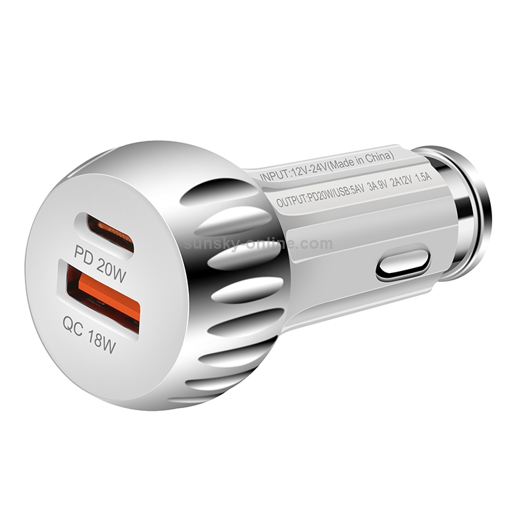 ACC-310 PD 20W + QC3.0 38W Dual Ports Fast Charging Car Charger (White) ACC-310 PD 20W + QC3.0 38W Dual Ports Fast Charging Car Charger (White)