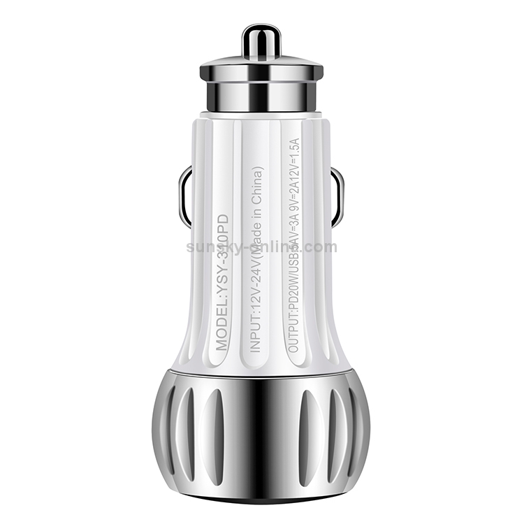 ACC-310 PD 20W + QC3.0 38W Dual Ports Fast Charging Car Charger (White) ACC-310 PD 20W + QC3.0 38W Dual Ports Fast Charging Car Charger (White)