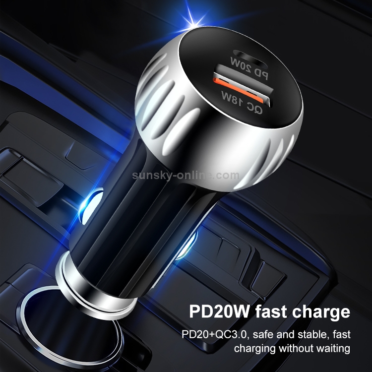 ACC-310 PD 20W + QC3.0 38W Dual Ports Fast Charging Car Charger (White) ACC-310 PD 20W + QC3.0 38W Dual Ports Fast Charging Car Charger (White)