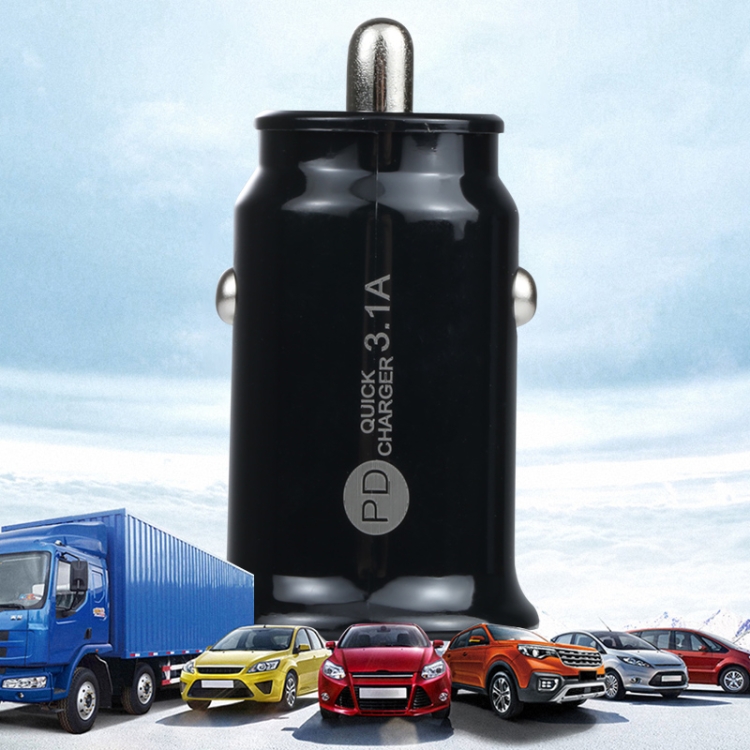TE-339PD 3.1A PD USB-C / Type-C + USB Interface Mini Fast Charging Car Charger(Black) TE-339PD 3.1A PD USB-C / Type-C + USB Interface Mini Fast Charging Car Charger(Black)