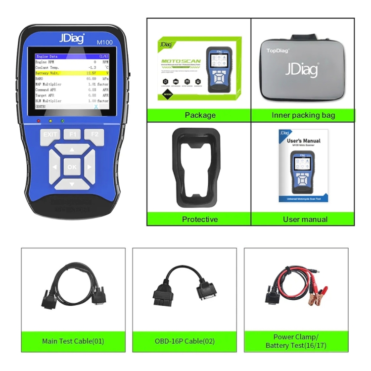 Jdiag M100 Motorcycles 2 In1 Obd Scanner Battery Tester Simplified Version 4792