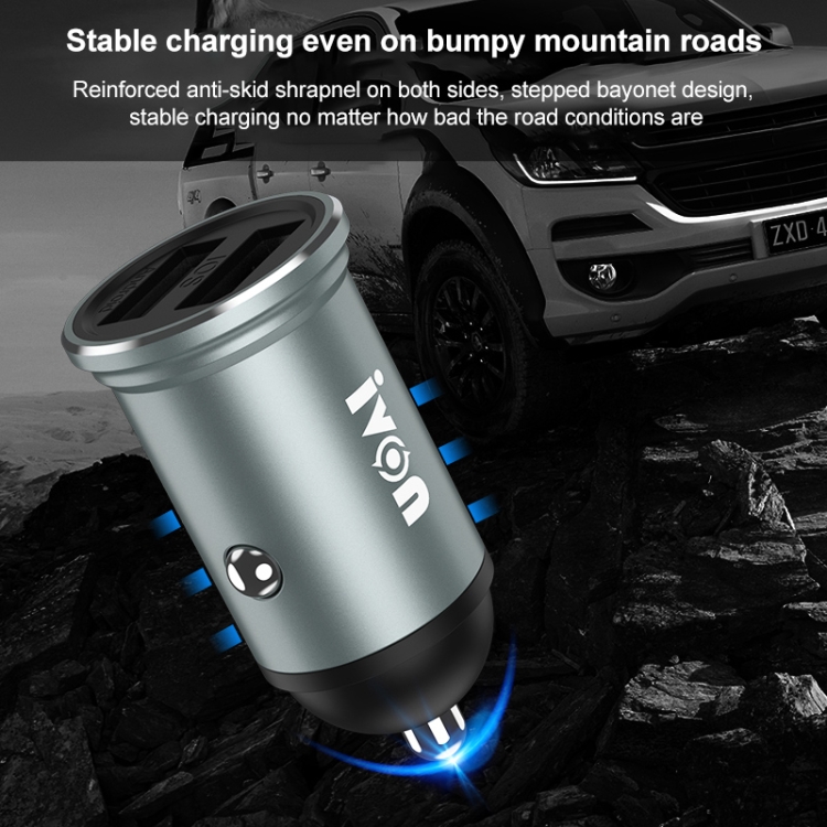 IVON CC37 15W 3.1A Dual USB Mini Car Charger + 1m USB to USB-C / Type-C Fast Charge Data Cable Set IVON CC37 15W 3.1A Dual USB Mini Car Charger + 1m USB to USB-C / Type-C Fast Charge Data Cable Set