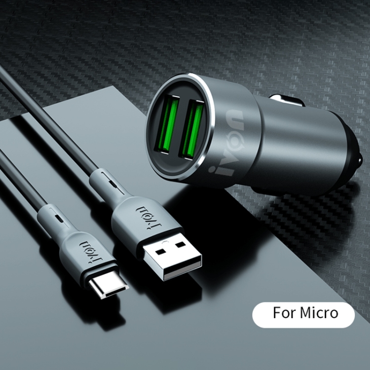 IVON CC38 2.4A Dual USB Car Charger + 1m USB to Micro USB Fast Charge Data Cable Set IVON CC38 2.4A Dual USB Car Charger + 1m USB to Micro USB Fast Charge Data Cable Set