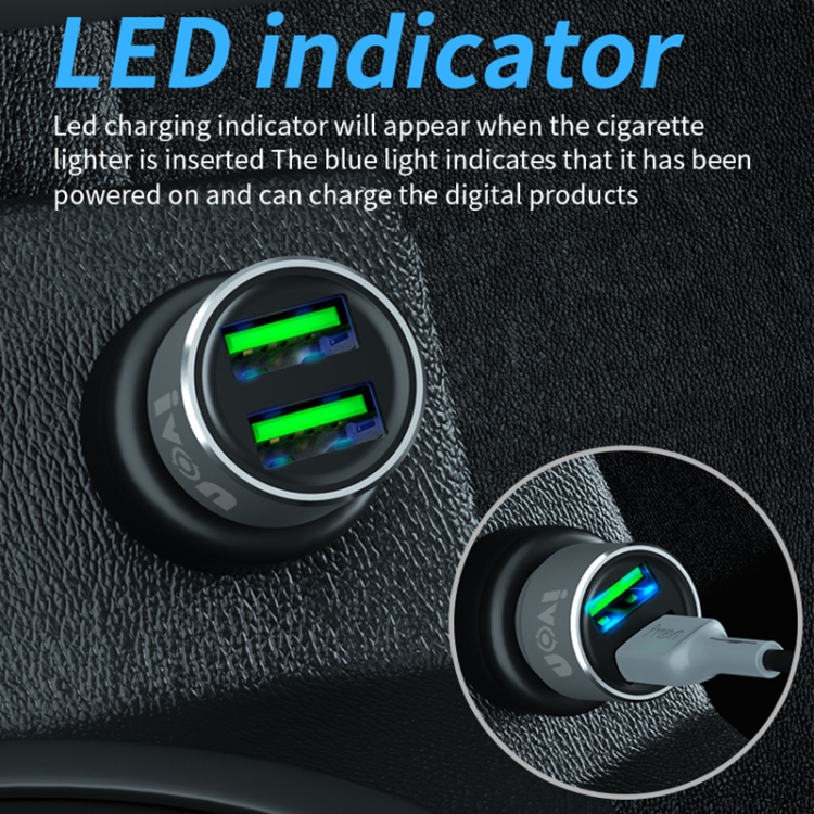 IVON CC38 2.4A Dual USB Car Charger + 1m USB to Micro USB Fast Charge Data Cable Set IVON CC38 2.4A Dual USB Car Charger + 1m USB to Micro USB Fast Charge Data Cable Set