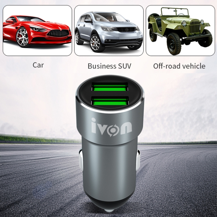 IVON CC38 2.4A Dual USB Car Charger + 1m USB to USB-C / Type-C Fast Charge Data Cable Set IVON CC38 2.4A Dual USB Car Charger + 1m USB to USB-C / Type-C Fast Charge Data Cable Set