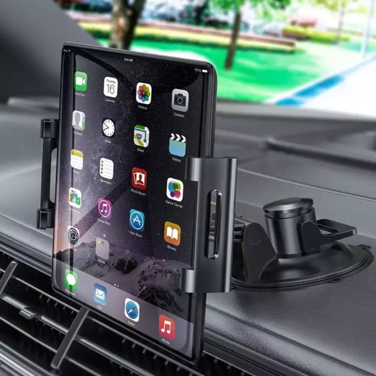 Car Dashboard Tablet Holder PU Suction Cup Windshield Bracket + Tray