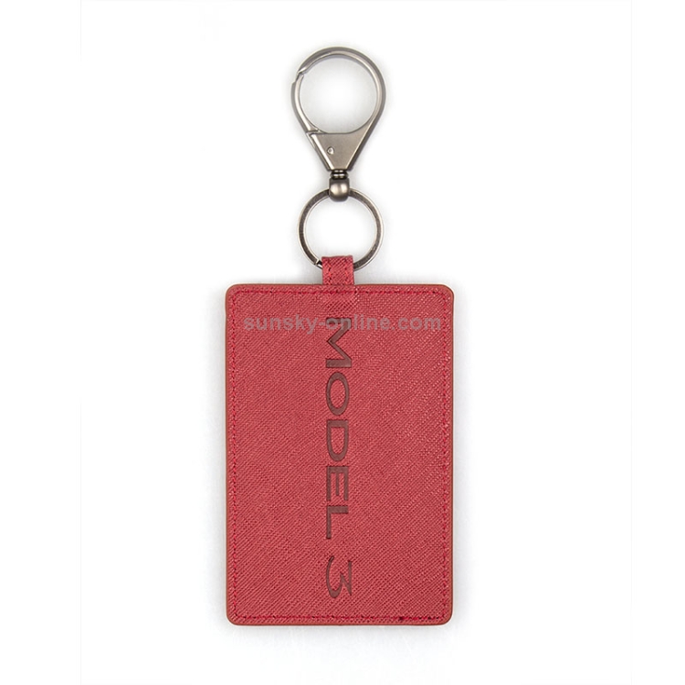 Portable Car Key Card Cover Case for Tesla Model 3(Red)