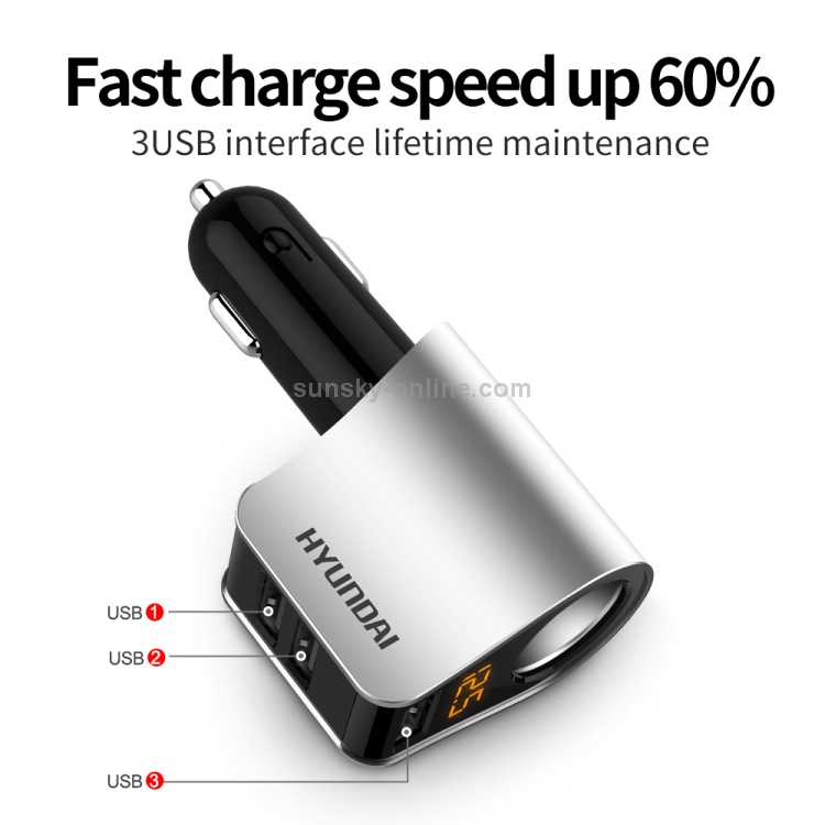 Car Multi-functional Three USB Charger Adapter 3 in 1 Fast Charger Car Multi-functional Three USB Charger Adapter 3 in 1 Fast Charger