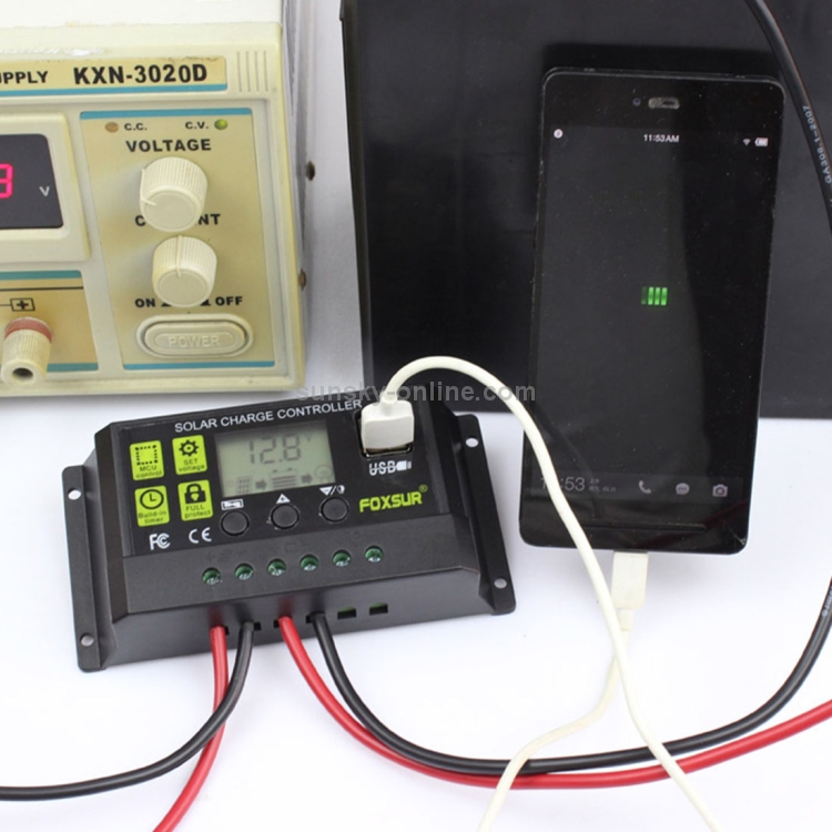 FOXSUR 20A Solar Charge Controller 12V / 24V Automatic Identification ...