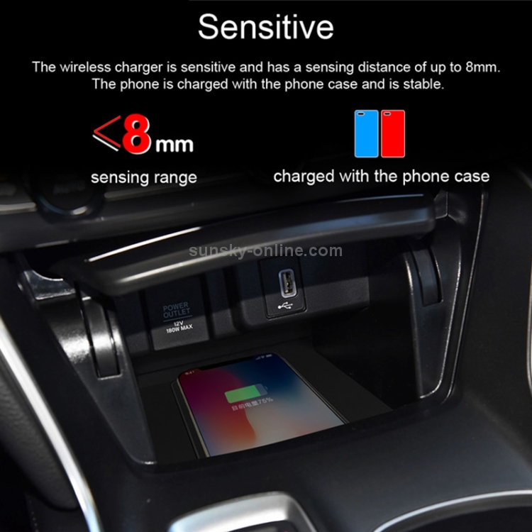 Car Qi Standard Wireless Charger 10W Quick Charging for Honda 10th Generation Accord 2018-2021, Left Driving Car Qi Standard Wireless Charger 10W Quick Charging for Honda 10th Generation Accord 2018-2021, Left Driving