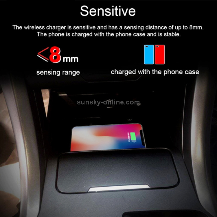 Car Qi Standard Wireless Charger 10W Quick Charging for Ford Mondeo 2015-2019, Left Driving Car Qi Standard Wireless Charger 10W Quick Charging for Ford Mondeo 2015-2019, Left Driving