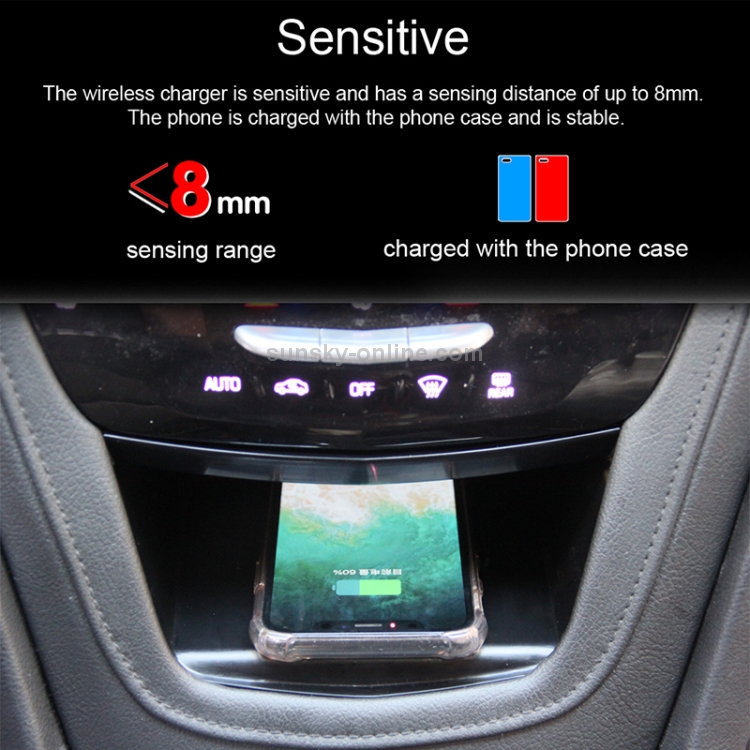 Car Qi Standard Wireless Charger 10W Quick Charging for Cadillac XT5 2016-2021, Left Driving Car Qi Standard Wireless Charger 10W Quick Charging for Cadillac XT5 2016-2021, Left Driving