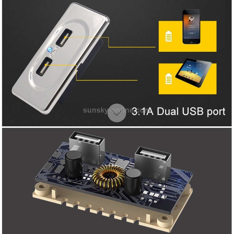 Dual Presa USB per Caricabatteria da Auto, 2 Pezzi Presa di Corrente per  Auto 4.8A Dual USB 12V-24V USB Pannello Presa di Ricarica con Interruttore