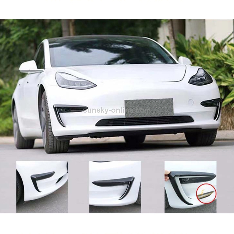 2 PCS voiture lampe sourcil autocollant décoratif cadre de lampe  antibrouillard pour Tesla modèle 3 (noir)