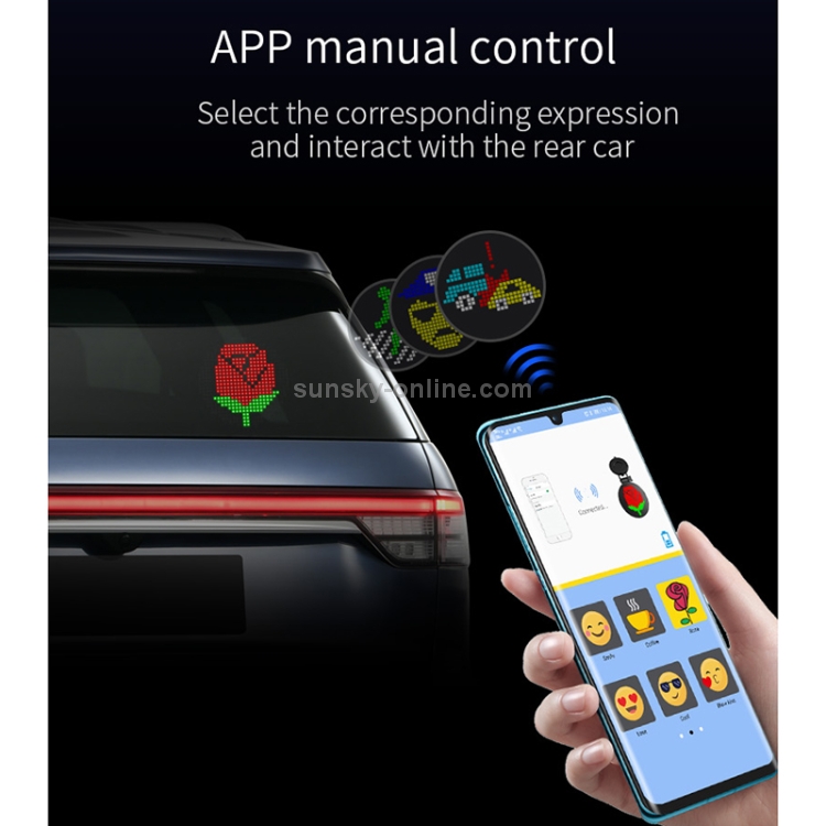 EM01 Auto Bluetooth Intelligent LED Ausdruck Aufkleber Emoticons APP  Manuelle Steuerung
