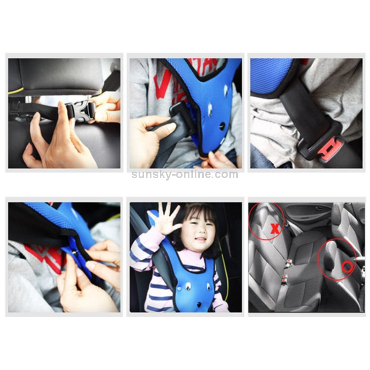 Ajusteur de ceinture de sécurité à double épaule pour enfant de voiture  (bleu)