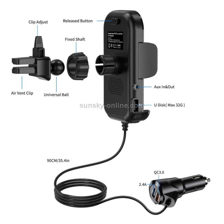A20 Pro Car Charger MP3 Player Bluetooth Receiver FM Transmitter Call Hands-free Holder A20 Pro Car Charger MP3 Player Bluetooth Receiver FM Transmitter Call Hands-free Holder