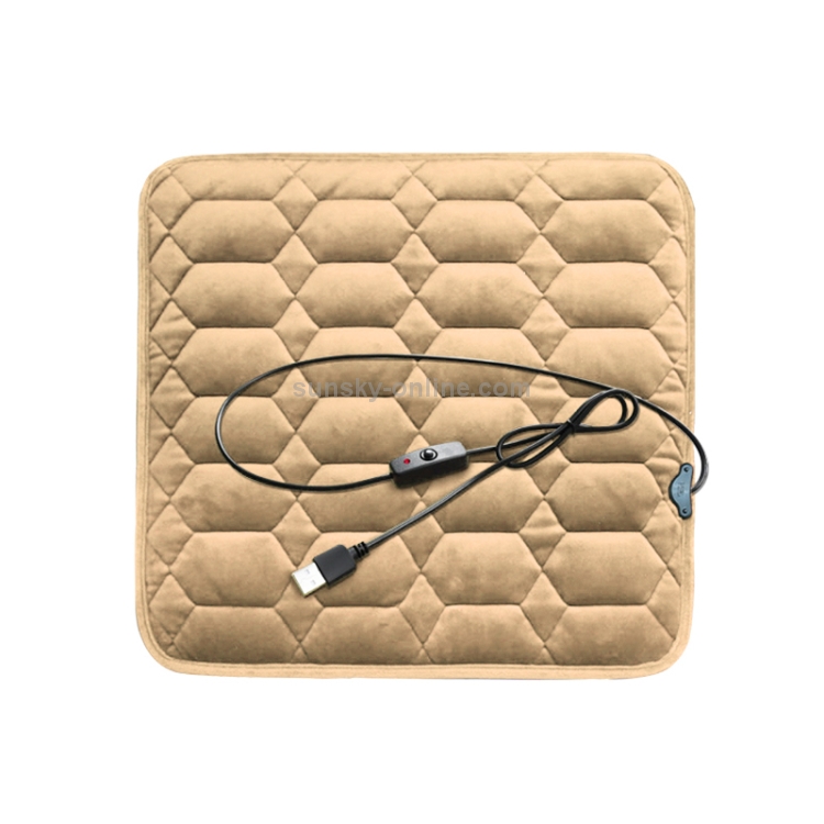 Auto USB Sitzheizung Kissen Wärmer Abdeckung Winter beheizt warme Matte,  Stil: Quadrat (Beige)