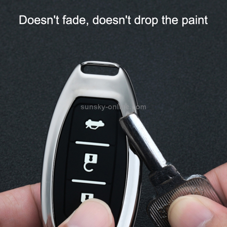 Auto leuchtende All-inclusive-Zinklegierung Schlüssel Schutzhülle  Schlüsselschale für Nissan K Style Smart 4-Tasten (Farbe)