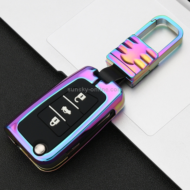Auto Leuchtende All-inclusive-Zinklegierung Schlüssel Schutzhülle  Schlüsselschale für Volkswagen B Style Folding 3-Knopf (Farbe)