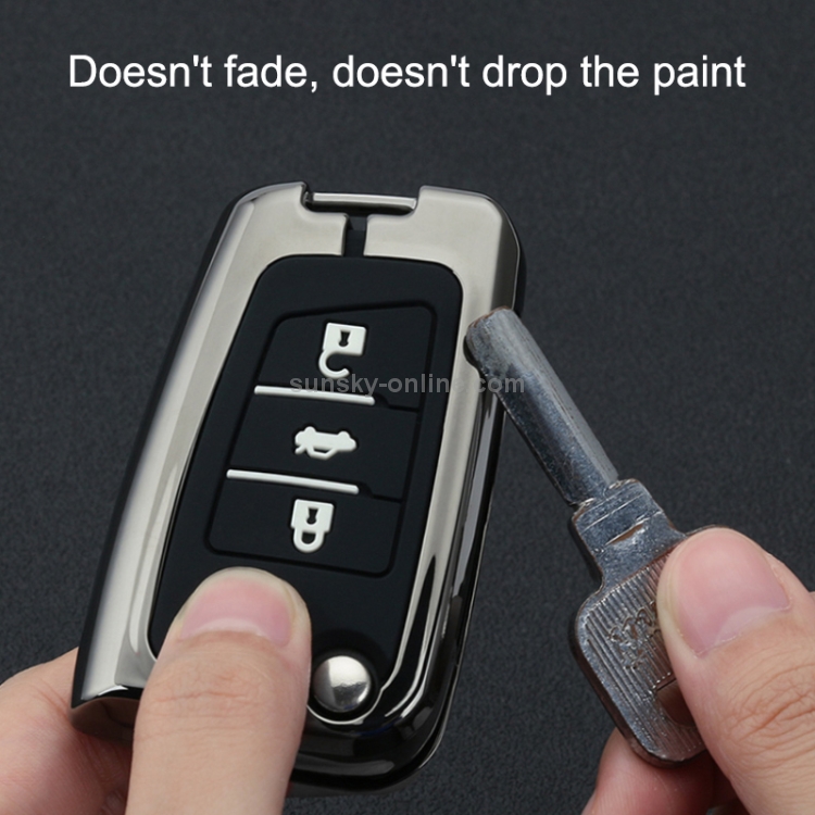Auto Leuchtende All-inclusive-Zinklegierung Schlüssel Schutzhülle  Schlüsselschale für Volkswagen B Style Folding 3-Knopf (Farbe)