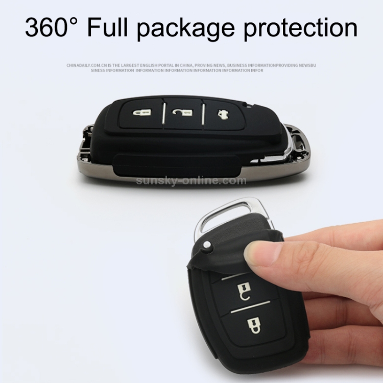 Auto leuchtende All-inclusive-Zinklegierung Schlüssel Schutzhülle  Schlüsselschale für Hyundai E Style Smart 3-Tasten (Farbe)