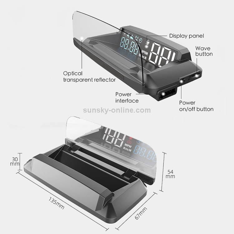 H400G Coche 3.5 pulgadas Modo GPS HUD Head-up Display Soporte Velocidad / Tiempo / Distancia Pantalla - 1