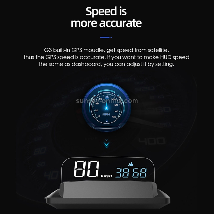 H400G Coche 3.5 pulgadas Modo GPS HUD Head-up Display Soporte Velocidad / Tiempo / Distancia Pantalla - 8