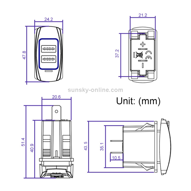 Car 4.8A Double-sided Mobile Phone Charger Car 4.8A Double-sided Mobile Phone Charger