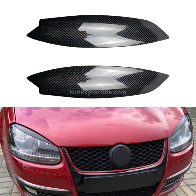 Autoscheinwerfer Augenbraue Dekoration Aufkleber für Volkswagen Golf 5  (Kohlefaser schwarz)