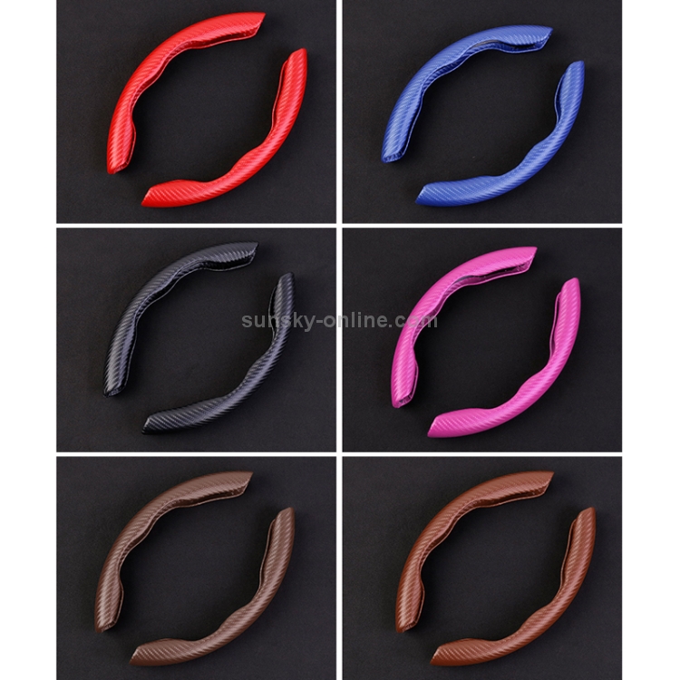 Car Universal Carbon Fiber Texture Leather Steering Wheel Cover (Black)