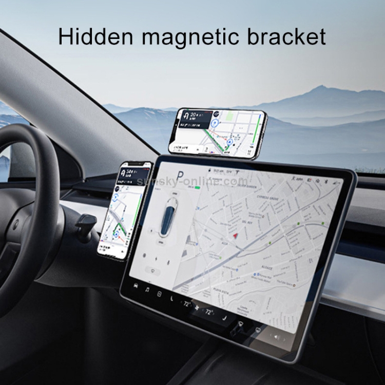 Central Control Screen Hidden Magnetic Car Phone Holder (Silver) Central Control Screen Hidden Magnetic Car Phone Holder (Silver)
