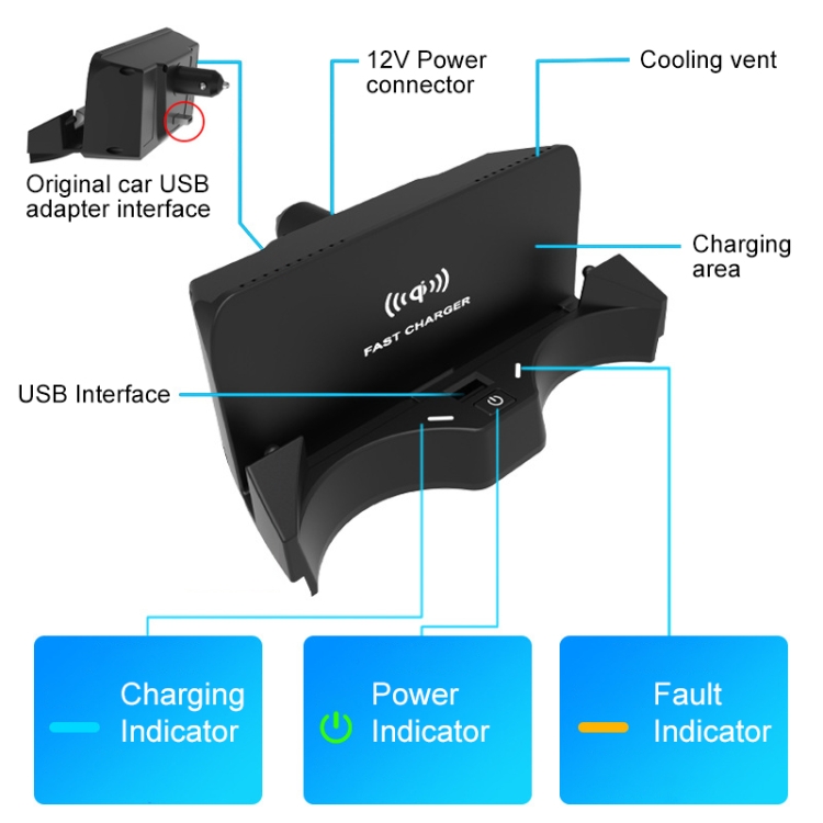 HFC-1014 Car Qi Standard Wireless Charger 10W Quick Charging for BMW X1 2020-2022, Left Driving with USB Interface HFC-1014 Car Qi Standard Wireless Charger 10W Quick Charging for BMW X1 2020-2022, Left Driving with USB Interface